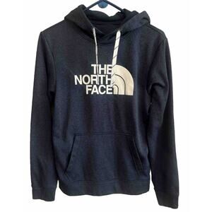The North Face Hoodie Womens Medium Navy Blue Pullover Logo Spellout Sweatshirt